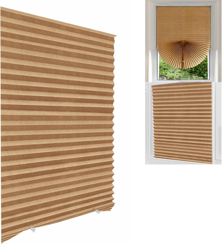 Seturi Promoționale Avantajoase - jaluzea-plisata-crem-autoadeziva-fara-gaurire-geam