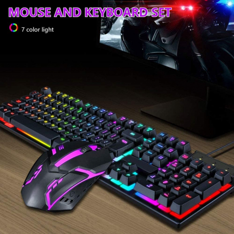 Kit Tastatura si Mouse Gaming RGB cu Fir [8]
