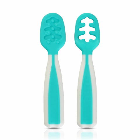 Copii - Jucării - Lingurițe Ergonomice pentru Bebeluși +6 Luni – Set 2 Bucăți, Fără BPA