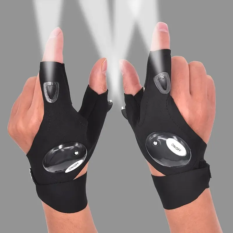 Sport - Fitness - Protecție - Mănuși Sport cu LED – Vizibilitate Nocturnă, Alergare, Ciclism, Baterii Incluse