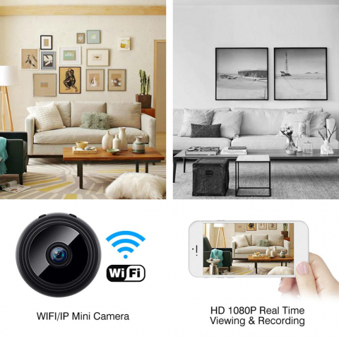 Mini cameră supraveghere wireless WiFi IP HD 1080P – securitate acasă & monitorizare bebeluși [7]
