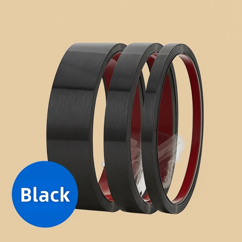 Bandă decorativă adezivă inox negru periat brushed black [3]