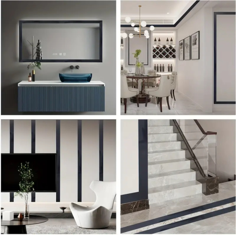 Bandă decorativă adezivă inox negru periat brushed black [6]