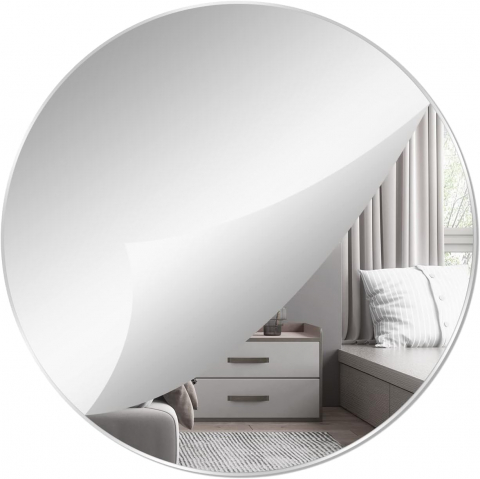 Oglinzi Geometrice - Set 6 Oglinzi Autoadezive Cercuri – Acrilic Reflectorizant, 20x20 cm, Decor Modern