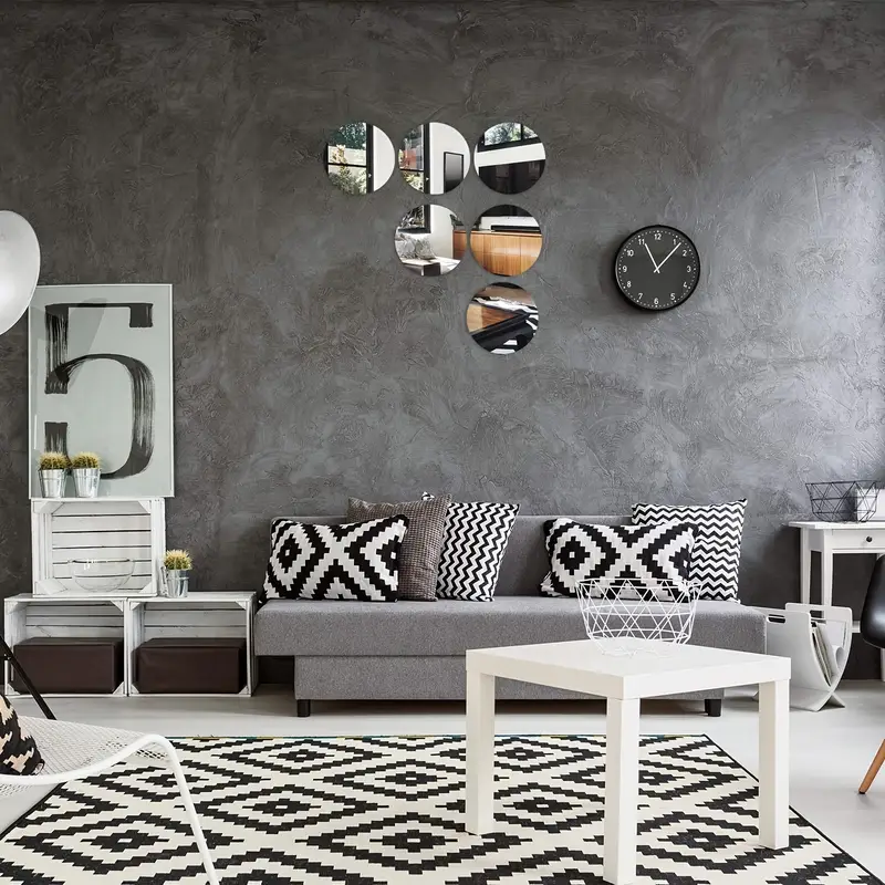 Set 6 Oglinzi Autoadezive Cercuri – Acrilic Reflectorizant, 20x20 cm, Decor Modern [5]