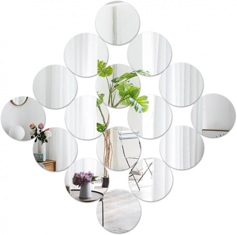 Oglinzi Geometrice - Set Oglinzi Acrilice Autoadezive Buline – Decor Perete, Mobilă, Reflectorizante, 3 cm / 5 cm