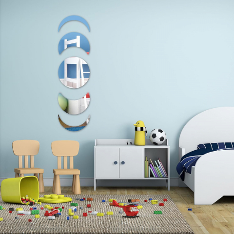 Set Oglinzi Autoadezive Fazele Lunii – Acrilic Reflectorizant, 5 Bucăți, Decor Perete Modern [9]