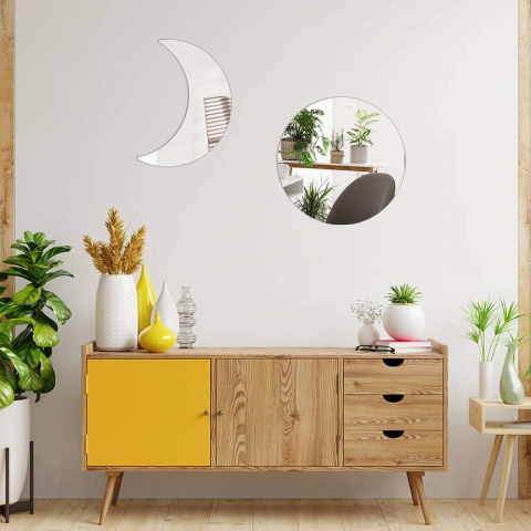 Set Oglinzi Autoadezive Fazele Lunii – Acrilic Reflectorizant, 5 Bucăți, Decor Perete Modern [23]