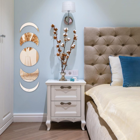 Set Oglinzi Autoadezive Fazele Lunii – Acrilic Reflectorizant, 5 Bucăți, Decor Perete Modern [26]