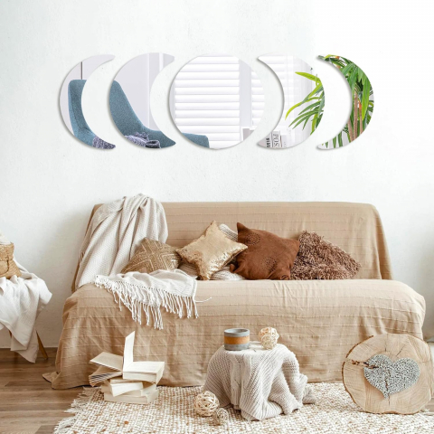 Set Oglinzi Autoadezive Fazele Lunii – Acrilic Reflectorizant, 5 Bucăți, Decor Perete Modern [14]