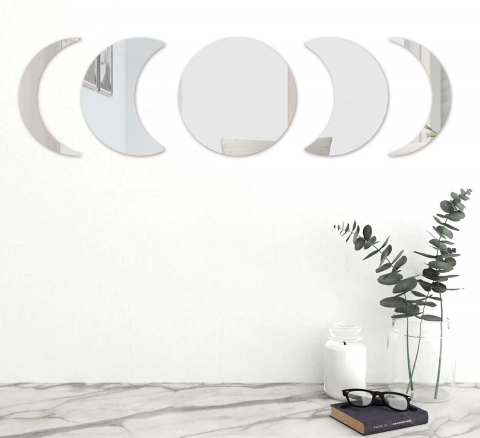 Set Oglinzi Autoadezive Fazele Lunii – Acrilic Reflectorizant, 5 Bucăți, Decor Perete Modern [19]