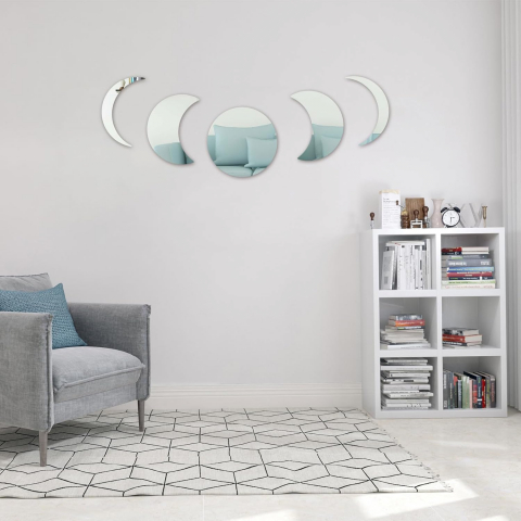 Set Oglinzi Autoadezive Fazele Lunii – Acrilic Reflectorizant, 5 Bucăți, Decor Perete Modern [15]