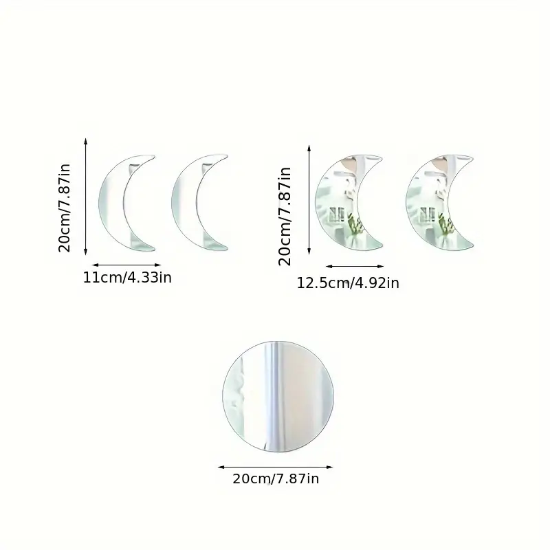 Set Oglinzi Autoadezive Fazele Lunii – Acrilic Reflectorizant, 5 Bucăți, Decor Perete Modern [25]