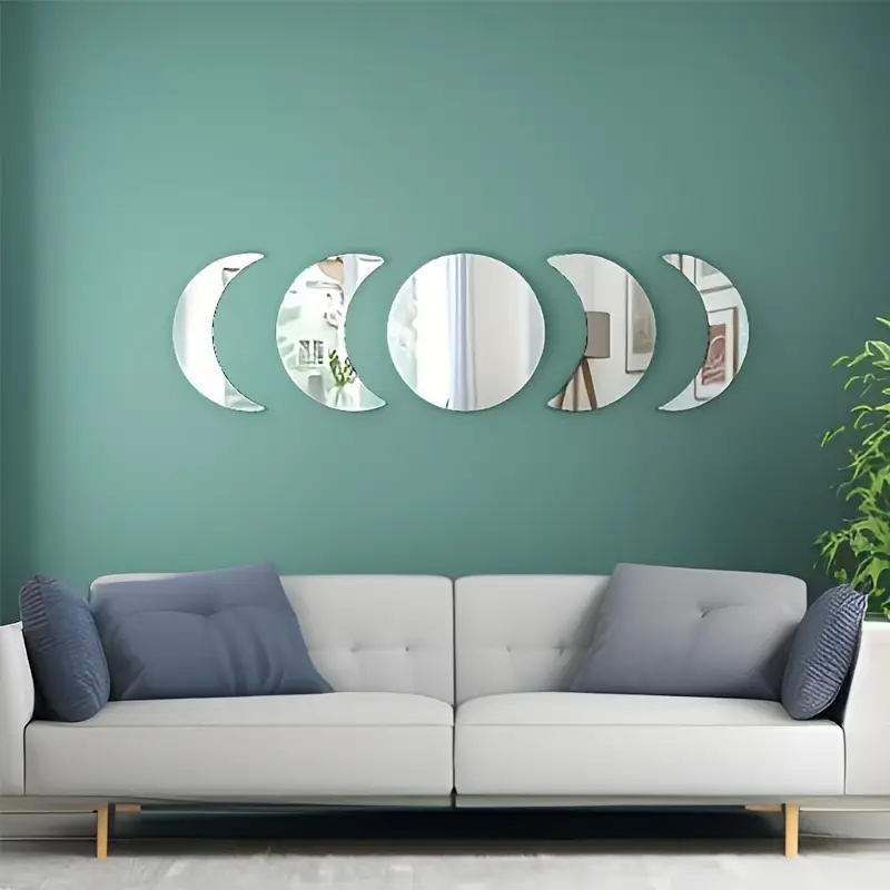Set Oglinzi Autoadezive Fazele Lunii – Acrilic Reflectorizant, 5 Bucăți, Decor Perete Modern [18]
