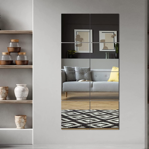 Set 4 Oglinzi Autoadezive Pătrate – Acrilic Reflectorizant, 20x20 cm, Decor Perete Modern [19]