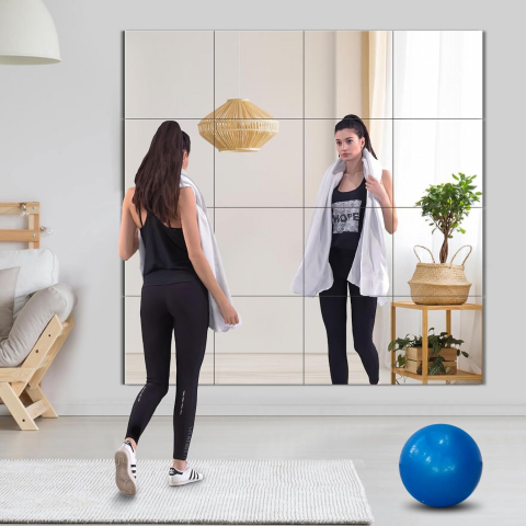 Set 4 Oglinzi Autoadezive Pătrate – Acrilic Reflectorizant, 20x20 cm, Decor Perete Modern [22]
