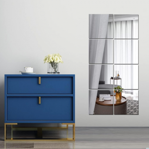 Set 4 Oglinzi Autoadezive Pătrate – Acrilic Reflectorizant, 20x20 cm, Decor Perete Modern [25]