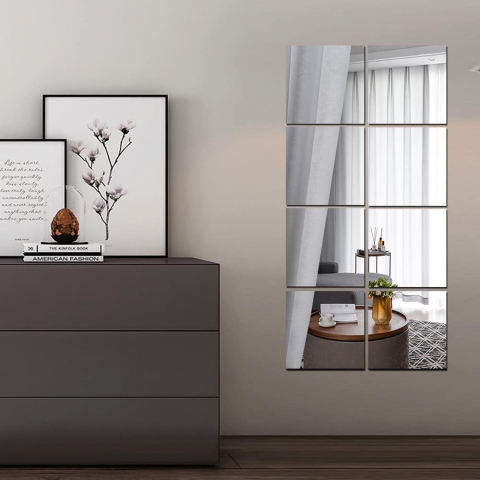 Set 4 Oglinzi Autoadezive Pătrate – Acrilic Reflectorizant, 20x20 cm, Decor Perete Modern [13]