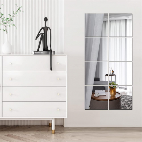 Set 4 Oglinzi Autoadezive Pătrate – Acrilic Reflectorizant, 20x20 cm, Decor Perete Modern [21]