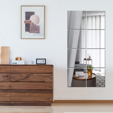 Set 4 Oglinzi Autoadezive Pătrate – Acrilic Reflectorizant, 20x20 cm, Decor Perete Modern [17]