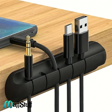 Accesorii Telefon - Organizator din Silicon Autoadeziv 5M cu 5 Sloturi pentru Cabluri si Accesorii