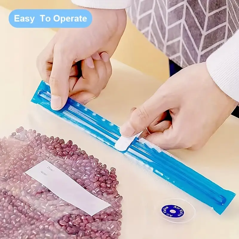 Pungi Alimentare pentru Vidat Fructe, Legume și Alimente | Set 5 Bucăți Reutilizabile | Pompa Vacuum și Clema Incluse [13]