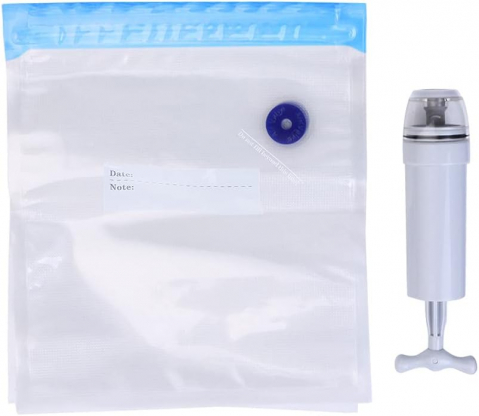 Pungi Alimentare pentru Vidat Fructe, Legume și Alimente | Set 5 Bucăți Reutilizabile | Pompa Vacuum și Clema Incluse [1]