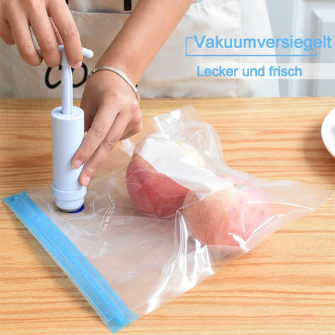 Pungi Alimentare pentru Vidat Fructe, Legume și Alimente | Set 5 Bucăți Reutilizabile | Pompa Vacuum și Clema Incluse [8]