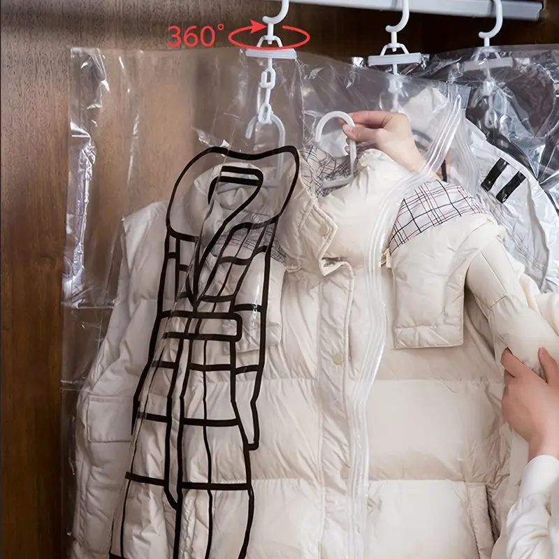 Sac de Vidat Haine Groase – Depozitare Compactă, 5 Umerașe, Zip Lock & Vidare [4]