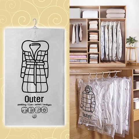Sac de Vidat Haine Groase – Depozitare Compactă, 5 Umerașe, Zip Lock & Vidare [12]