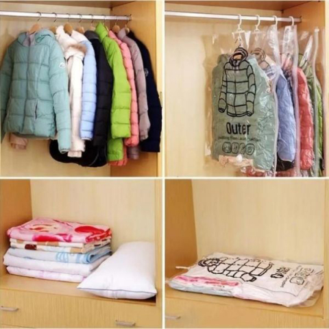 Sac de Vidat Haine Groase – Depozitare Compactă, 5 Umerașe, Zip Lock & Vidare [23]