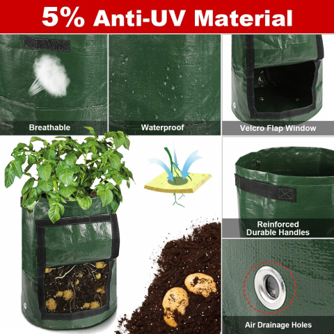 Sac pentru Plantat Legume și Fructe – Cartofi, Ceapă, Roșii, PVC Premium, 27x32 cm, 26.5 L [5]