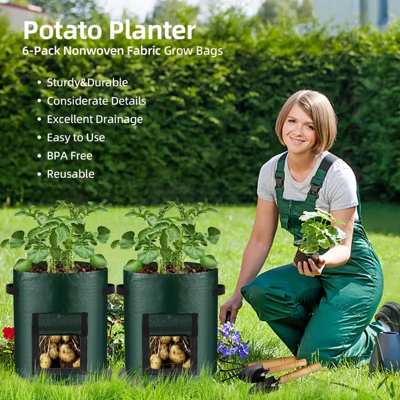 Sac pentru Plantat Legume și Fructe – Cartofi, Ceapă, Roșii, PVC Premium, 27x32 cm, 26.5 L [21]