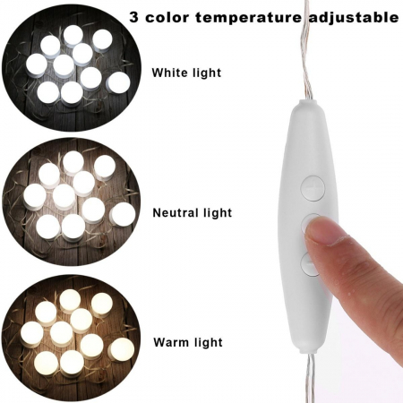 Set 10 Becuri LED pentru Oglindă cu Alimentare USB, Lumină Reglabilă 6500K, 5 Metri [6]