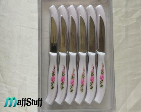 Set 12 Cutite de Bucatarie cu Imprimeu Floral, pentru Decojit, Curatat si Taiat Fructe, Legume, Branza si Cascaval, 16cm [2]