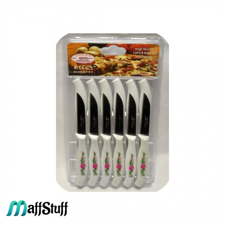 Set 12 Cutite de Bucatarie cu Imprimeu Floral, pentru Decojit, Curatat si Taiat Fructe, Legume, Branza si Cascaval, 16cm [3]