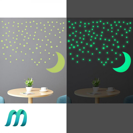 Stickere Decorative de Perete, Set 210 buline si luna fosforescente [5]