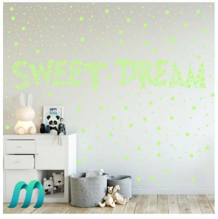 Stickere Decorative de Perete, Set 210 buline si luna fosforescente [1]