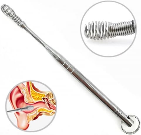 Produse Îngrijire Personală - Set 2x Instrumente Metalice Curățare Urechi – Cu Arc Reutilizabil