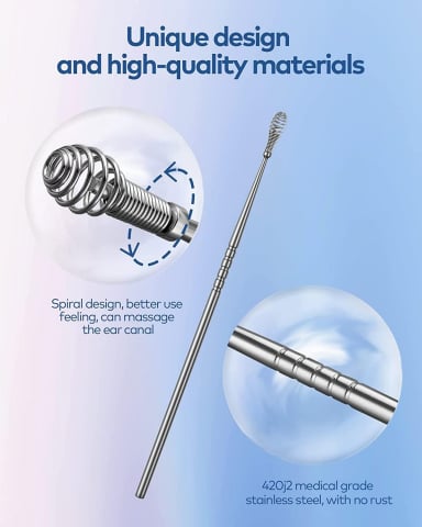 Set 2x Instrumente Metalice Curățare Urechi – Cu Arc Reutilizabil [12]