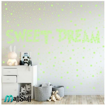 Stickere Decorative de Perete, Set 524 buline si patratele fosforescente, autoadezive [10]
