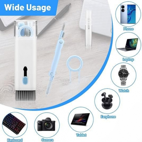 Set Curățare 7 în 1 pentru Laptop, Tastatură și Gadgeturi – Perie Multifuncțională, Duster, Extractor Taste, Spray Reîncărcabil [19]