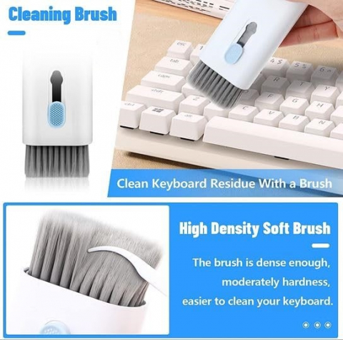 Set Curățare 7 în 1 pentru Laptop, Tastatură și Gadgeturi – Perie Multifuncțională, Duster, Extractor Taste, Spray Reîncărcabil [4]