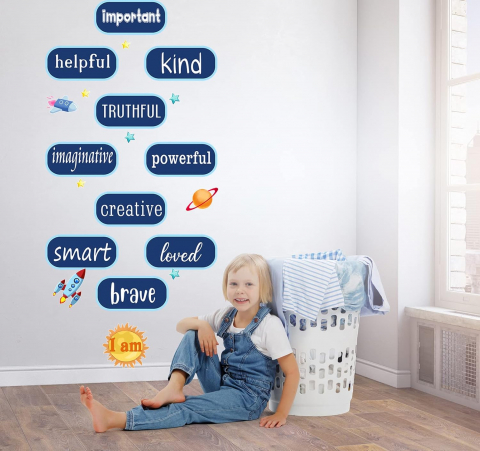 Sticker Autoadeziv Decorativ cu Mesaje Motivationale pentru Camera Copilului – Design Colorat și Educațional [1]