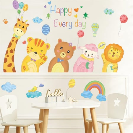 Sticker Decorativ cu Animale Salbatice si Baloane [2]