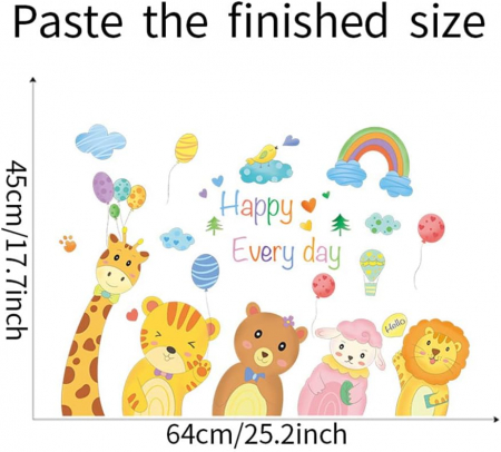 Sticker Decorativ cu Animale Salbatice si Baloane [5]