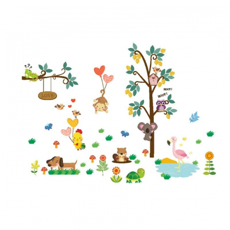 Sticker Decorativ cu Animale Vesele in Padure [1]