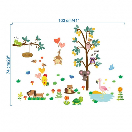 Sticker Decorativ cu Animale Vesele in Padure [2]