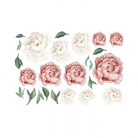 Sticker decorativ cu flori albe si roz [3]