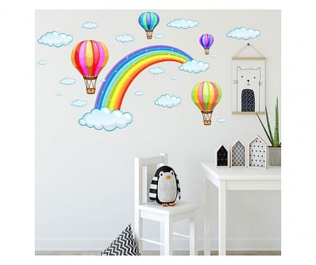 Sticker decorativ curcubeu si baloane cu aer cald [1]